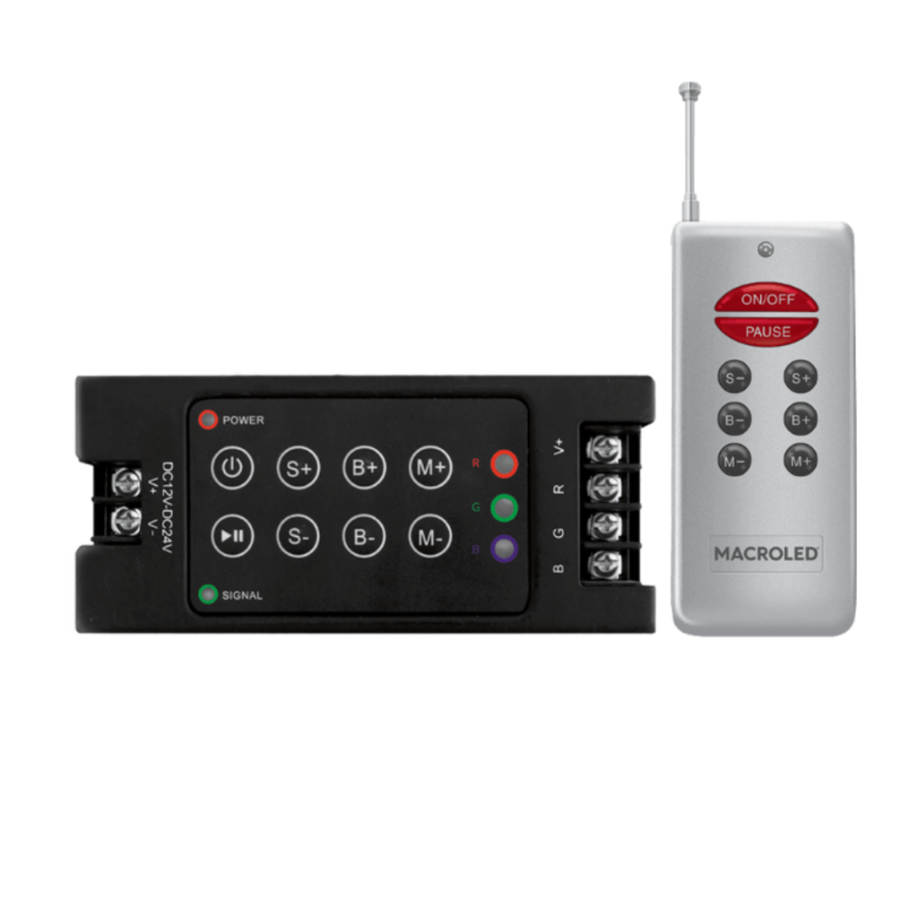 CONTROLADOR RGB RF 360W DC-12/24V BASE CON BOTONERA