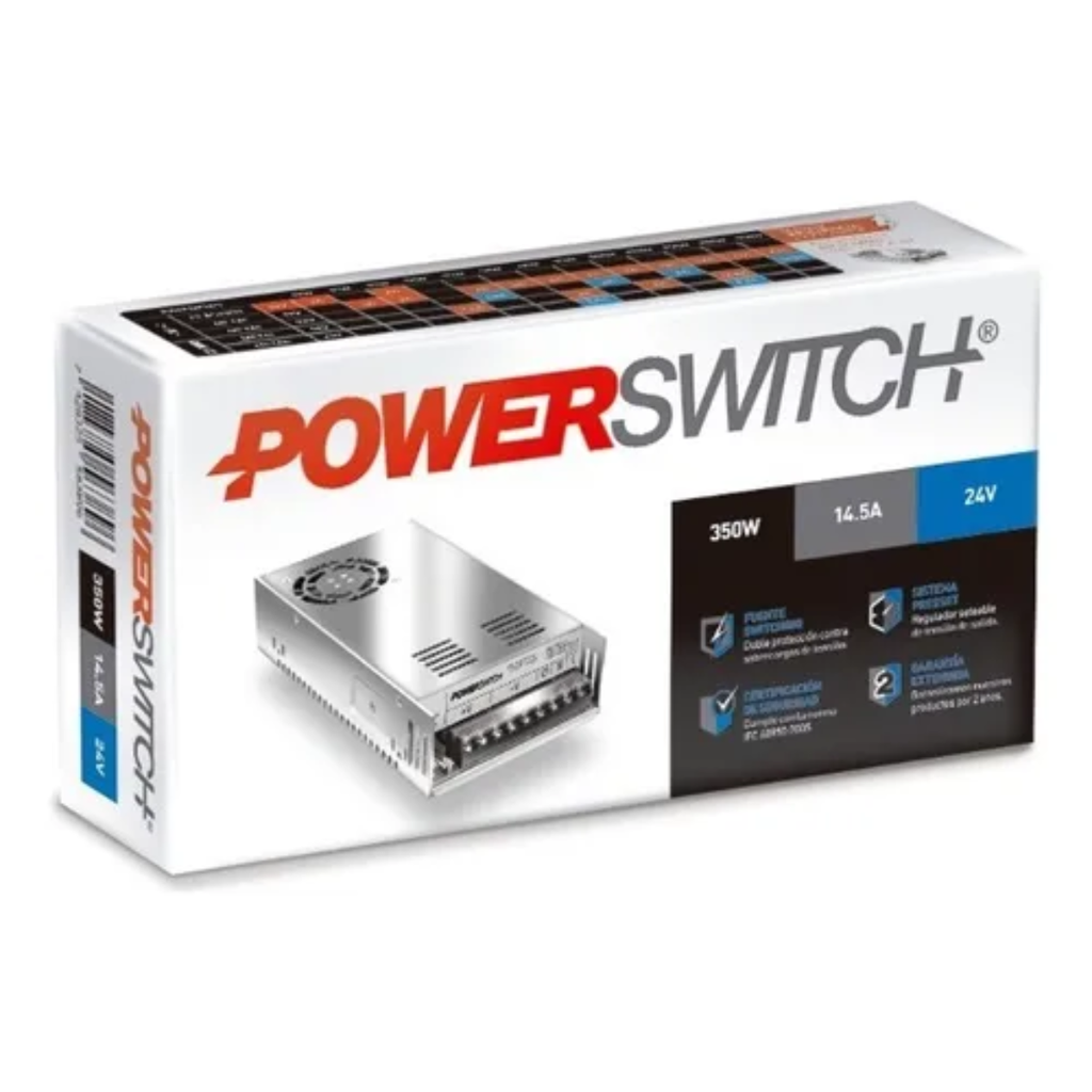 FUENTE POWERSWITCH 24V 14.5A GAB METALICO IP20