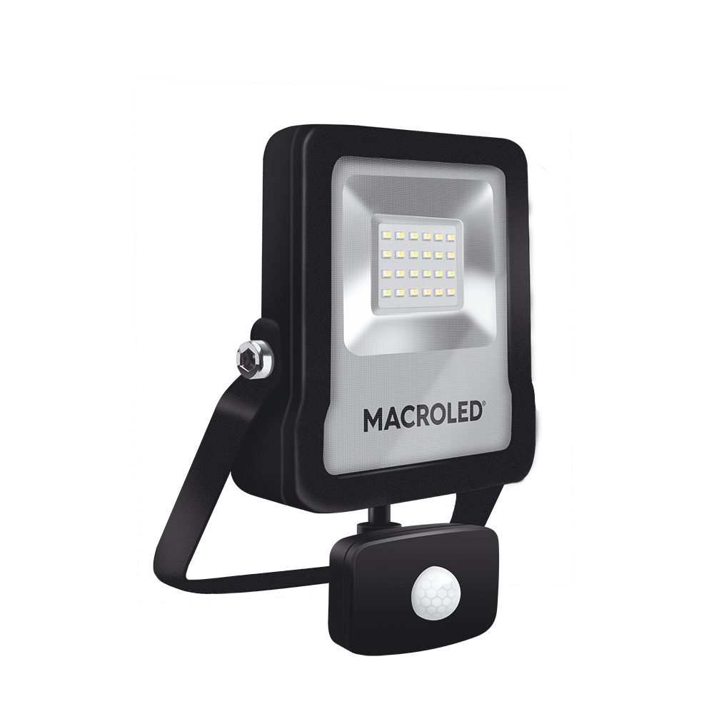 REFLECTOR LED CON SENSOR DE MOVIMIENTO MACROLED 20W AC100-240V FRIO 6500K