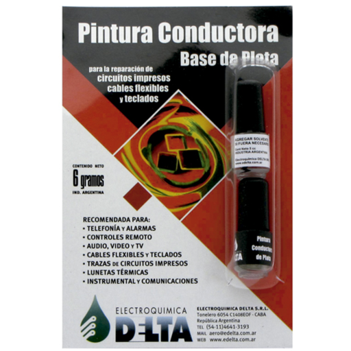 [DTAPLCH] Pintura de Plata, para trazas conductoras y reparaciones 6g