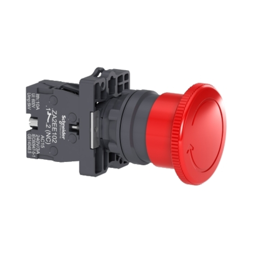[SCHXA2ES542] Parada de Emergencia plástica de 1/4 de Giro plástica, 1NC, Ø 40mm, Rojo