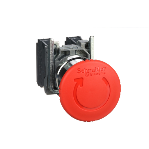 [SCHXB4BS8445] Parada de Emergencia metálica de 1/4 de Giro, metálica, 1NA+1NC, Ø 40mm, Rojo