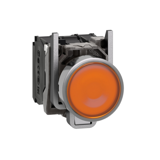 [SCHXB4BW35B5] Pulsador luminoso, metálico, Amarillo, 1NA+1NC, led 24VAC/DC