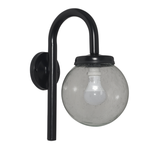 [FERAP-127NEG] Aplique de caño 1 luz c/tapa redonda y globo 10x18 NEGRO BRILLOSO