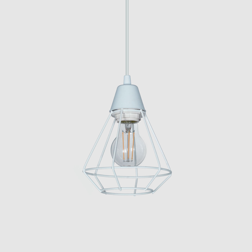 [FERC-1003B/T] Colgante "JAULA DIAMANTE" (Ø 153 H:200mm.) BLANCO TEXTURADO