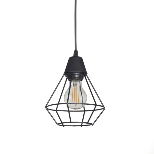 [FERC-1003N/T] Colgante "JAULA DIAMANTE" (Ø 153 H:200mm.) NEGRO TEXT