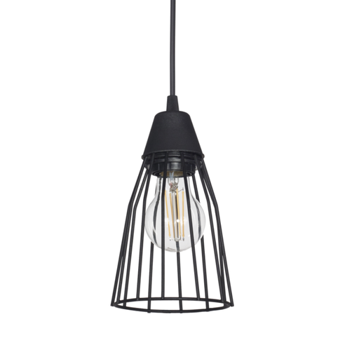 [FERC-1004N/T] Colgante "JAULA CONO" (Ø 118 H:210mm.) NEGRO TEXT