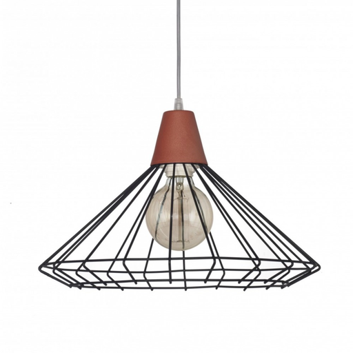 [FERC-1009N/T] Colgante "JAULA DIAMANTE" chata (Ø 380 H:270 mm.) NEGRO TEXT