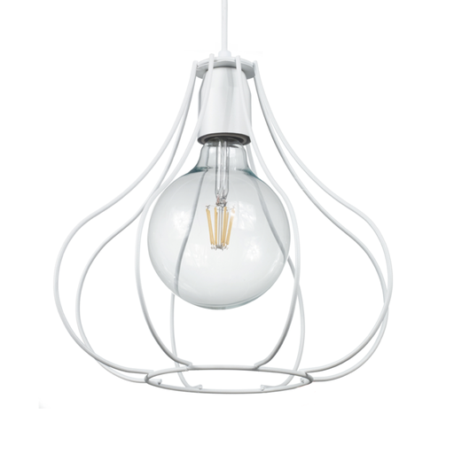 [FERC-188B/T] Colgante "JAULA FLOR" (300x300mm.) BLANCO TEXTURADO