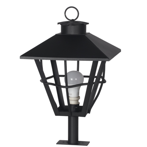 [FERFP-112N/T] Farol de hierro colonial mediano p/poste NEGRO TEXT