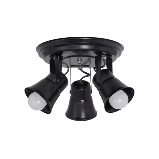 [FERSR-320NEG] Spot redondo de 3 luces c/ capuchón de chapa curvo NEGRO BRILLOSO