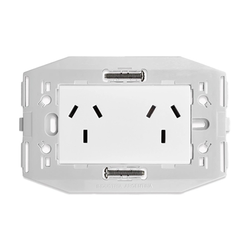 [KALKD40251] Toma doble c/bastidor incorporado Kalop blanco