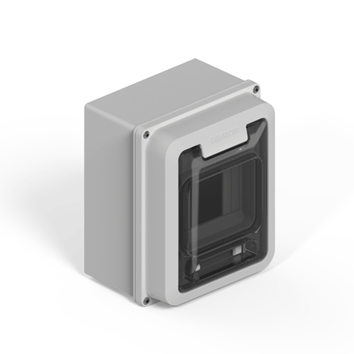 [GEN160400G] Caja IP65 p/4 polos DIN  - gris