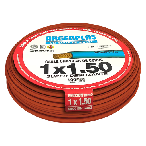 [ARGU150MARO] Cable Unipolar 1.5 mm Argenplas Marrón