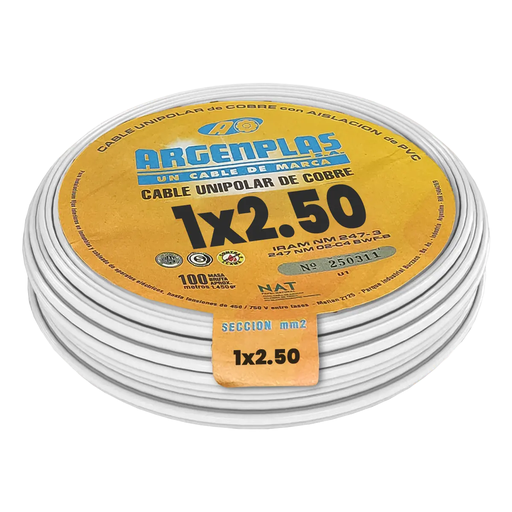 [ARGU250BLBO] Cable Unipolar 2.5 mm Argenplas Blanco