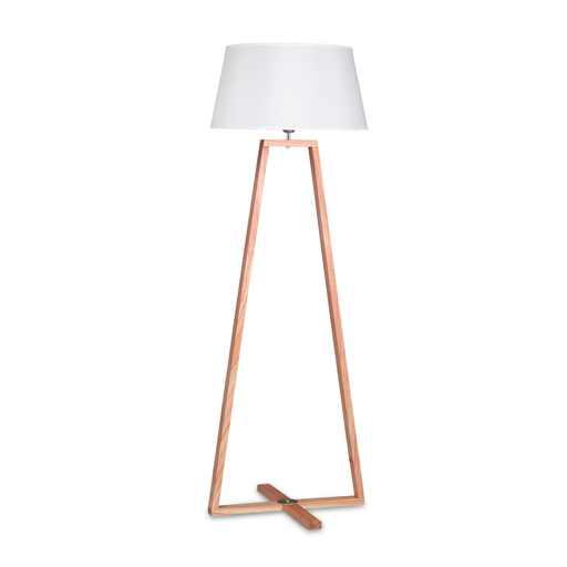 [CAR1185] LÁMPARA DE PIE TRAPECIO EN MADERA PARAÍSO CON PANTALLA 40X50X25 LINO ALTURA TOTAL 1,50 METROS