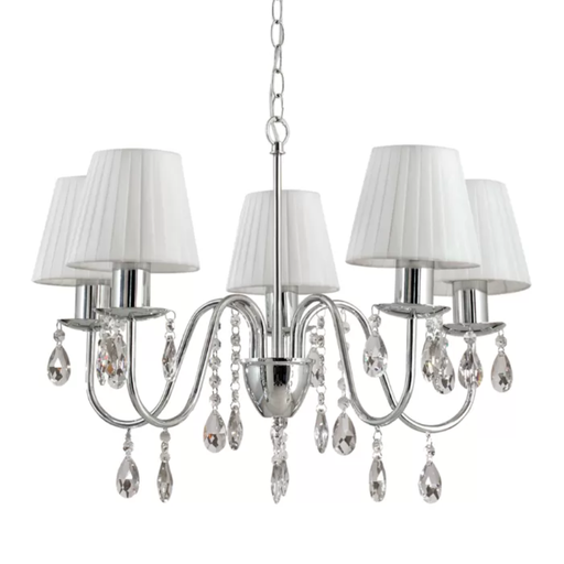 [DABPARIS-5] Dis-Araña 5L cromo con cairel y pantalla de tela para E27