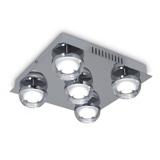 [DABLIER-P] Plafon cuadrado cromo con tulipas de acrilico de 5L x 5w led
