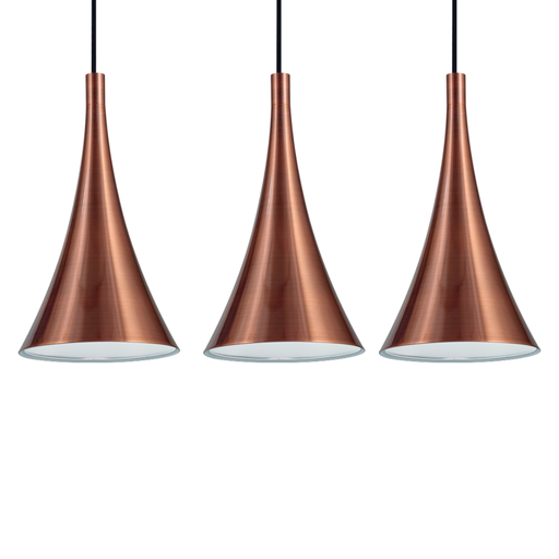 [DABSIONX3C] Colgante de chapa conico ø20cm para E27, en liston de 80cm