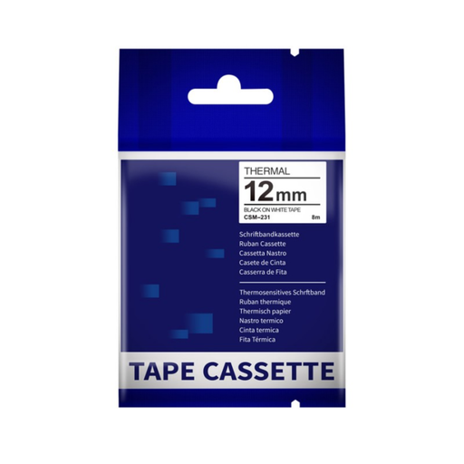 [CSICSM231] Cinta no laminada, Letra Negra Fondo Blanco 12mm.