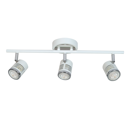 [DABLod-3 Blanco] Spot de chapa de 3 luces blanco con detalle cromo