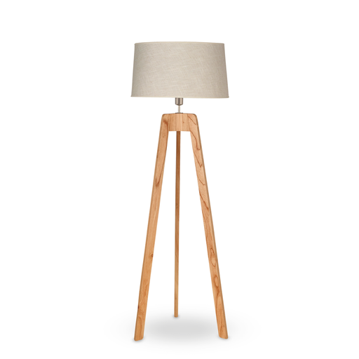 [CAR1192] LÁMPARA DE PIE EN MADERA PARAÍSO CON PANTALLA ARPILLERA MARMOLADA BEIGE DE 50X55X30 CM. ALTURA TOTAL DE 165 CM