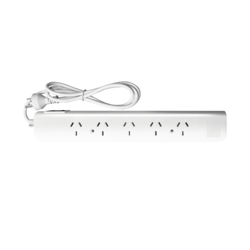 [CORPX5B-1.5] PROLONGADOR MULTIPLE 5 TOMAS, BLANCO, 1,5 MTS DE CABLE 3X0,75MM, 250V, 10A, 2200W MAX. PROTECTOR TERMICO