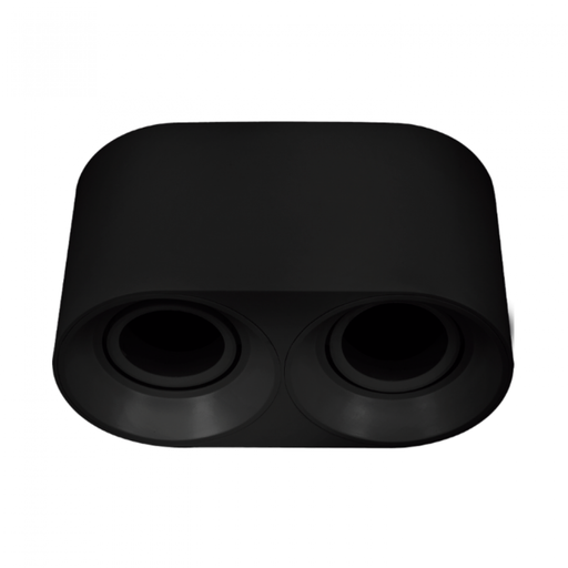 [CORAPRDR-X2-N-PC] ARTEFACTO PLAFON REDONDO DICRO X2 MOVIL PVC NEGRO RANURADO