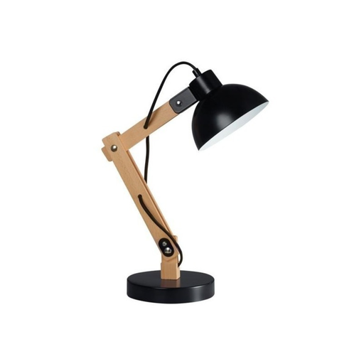 [DABARLON-V NEGRA] Dis-Lamp. mesa en madera y chapa negra c/cable textil para E27