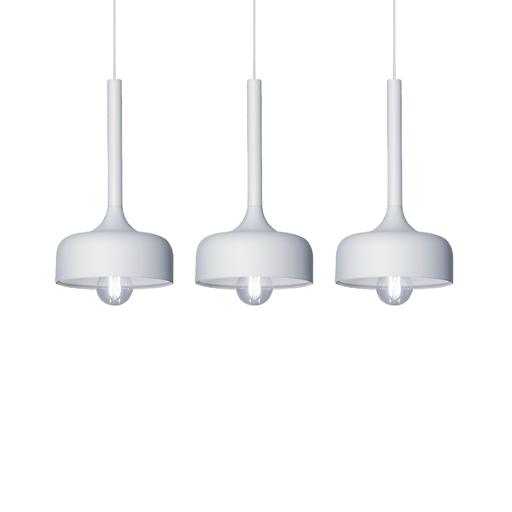 [DABGINEBRAX3B] Colgante 3L de Chapa ø20cm en liston 80cm E27 Blanco