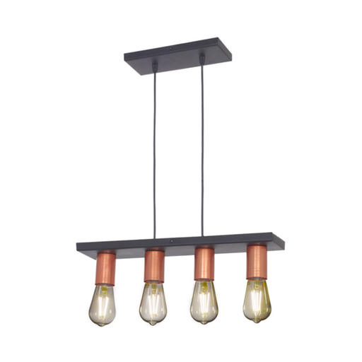 [FAR511/A4NC] Colgante 4 luces vintage altura regulable negro y cobre
