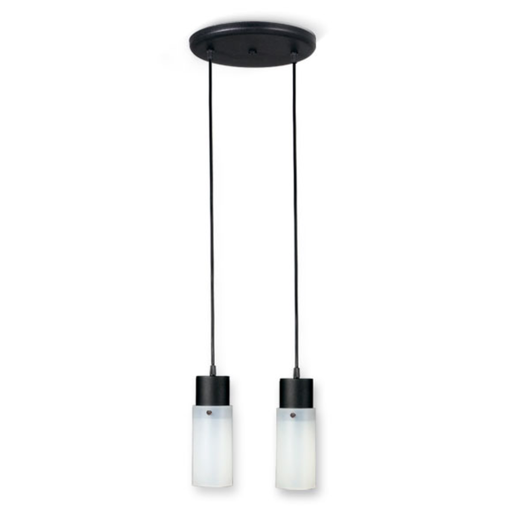 [FAR0338/2NE] Colgante tubo dos luces pantalla tubo, base redonda pvc negro