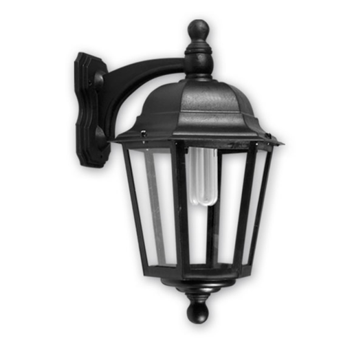 [FAR1295/ESQNE] Farol seis caras, cerrado, techo desmontable, ménsula esquinero polipropileno negro