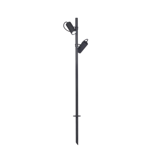 [FWI3100/1000-2-NE] 2 Spot con Jabalina interior/exterior con vidrio plano transparente de aluminio para GU10 Negro