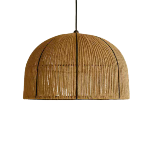 [CHJARITOMXXLNE] Arima Lámpara Colgante Tomasa de hierro y tejida en hilo de yute con perfil y accesorios negros XXL 60x70cm