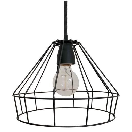 [MAC608M NE] Colgante de alambre negro con madera Ø300 x 220mm