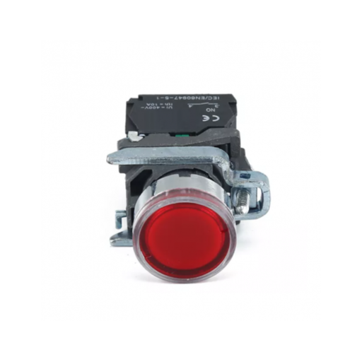 [CNCLAY4-BW3462] PULSADOR METALICO RASANTE LUMINOSO ROJO (1 NC)