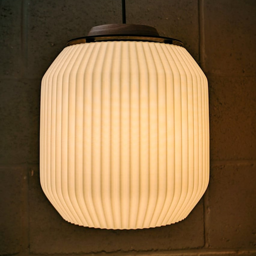 [CHJART210BL] Lámpara colgante Barrel 25x29 blanco con madera