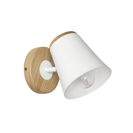 [CARKONA1L] APLIQUE KONA DE UNA LUZ EN MADERA PARAISO CON CAMPANA Y DETALLES EN METAL NEGRO O BLANCO. MIDE 18X15 CM. PARA E27.