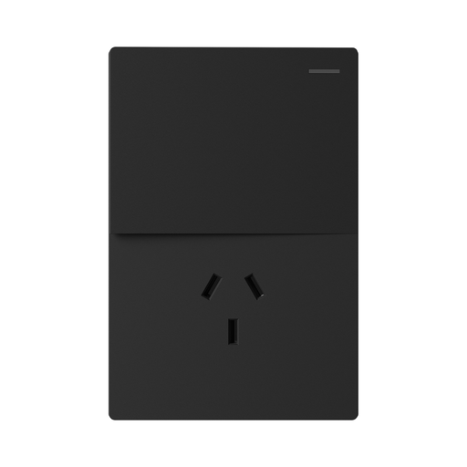 [CORMILAN-1CN-1TC-N] TECLA Y TOMACORRIENTE MILAN NEGRO MACROLED, 1 CANAL, AC 250V, 10A MAX. BASTIDOR METALICO