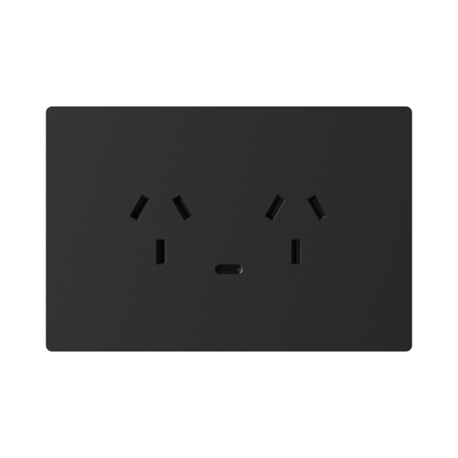 [CORMILAN-2TC-1USB-C-N] TOMACORRIENTE DOBLE Y USB-C MILAN NEGRO MACROLED, AC 250V, 10A MAX. 1 USB-C DE 20W, BASTIDOR METALICO