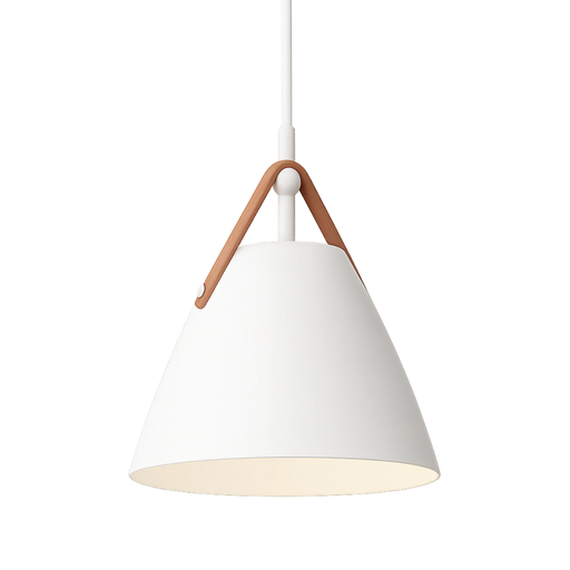 [DATMann BL] Colgante Blanco con detalles en simil cuero E27
D27cm