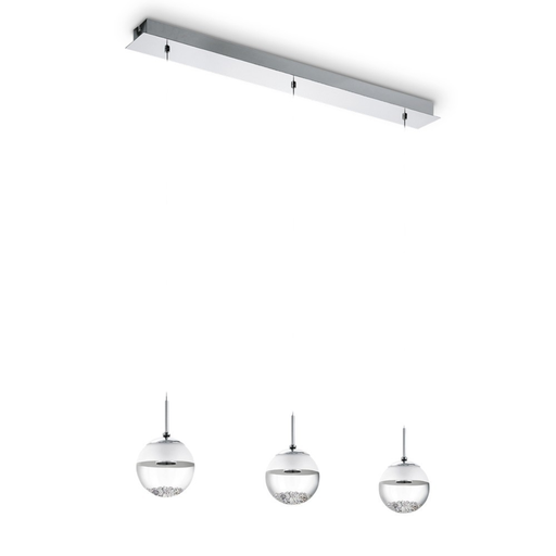 [RON93784cr] COLGANTE L:87cm A:14cm H:110cm 3 LUCES CROMO