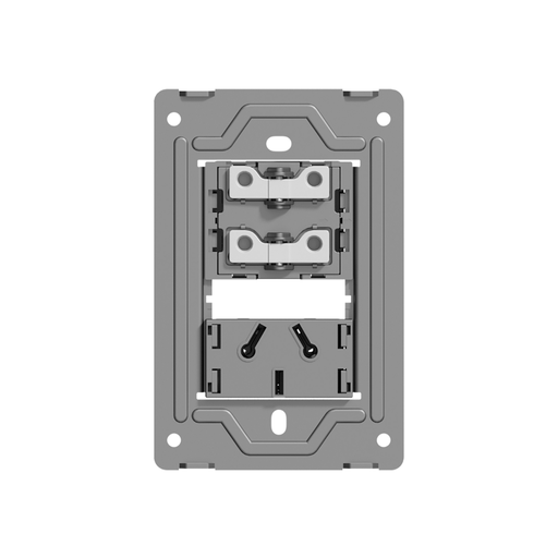[CORMILAN-BAST-2CN-1TCBN] TECLA Y TOMACORRIENTE BI-NORMA MILAN MACROLED, 2 CANALES, AC 250V, 10A MAX. BASTIDOR METALICO, SIN FRENTE