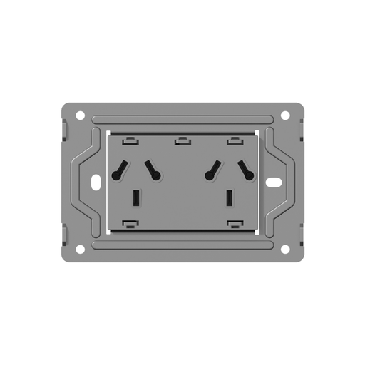 [CORMILAN-BAST-2TCBN] TOMACORRIENTE BI-NORMA DOBLE MILAN MACROLED, AC 250V, 10A MAX. BASTIDOR METALICO, SIN FRENTE
