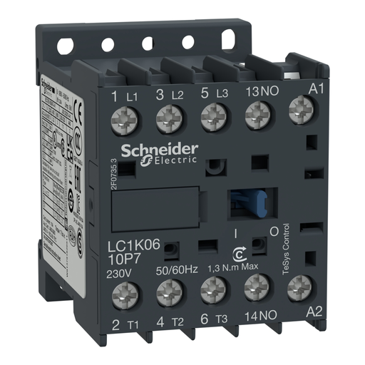 [SCHLC1K0910Q7] Contactor TeSys K 3P 9A 380VCA 50/60 Hz + Contacto Auxiliar na