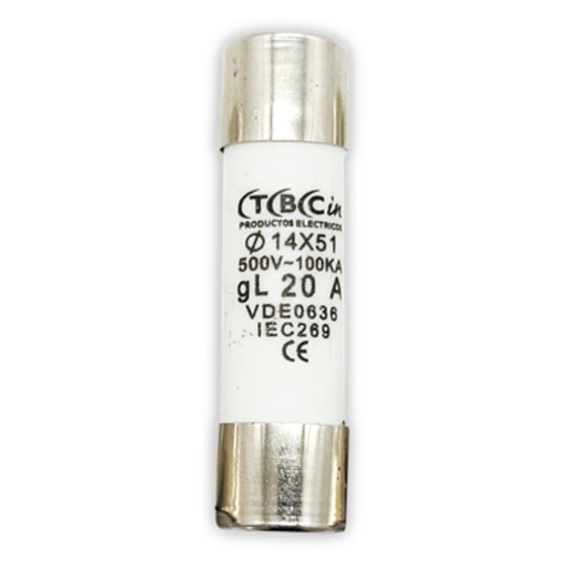[TBCFT-20] FUSIBLE CILINDRICO TBCIN SERIE FT 14X51 MM 20A