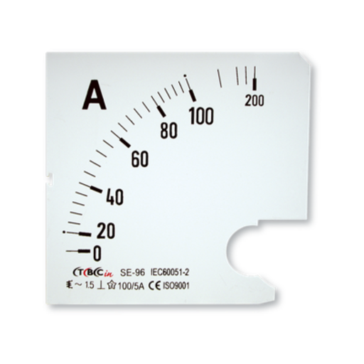 [TBCE-96/75ADC] Dis-ESCALA PARA AMPERIMETRO TBCIN 96X96MM SE-96/50MV 75A DE ALUMINIO