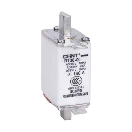[CORRT36-00 160A gG] FUSIBLE TIPO NH - Tamaño: 00 - In: 160A gG - Icc: 120kA @ 500VCA, 100kA @ 250VCC